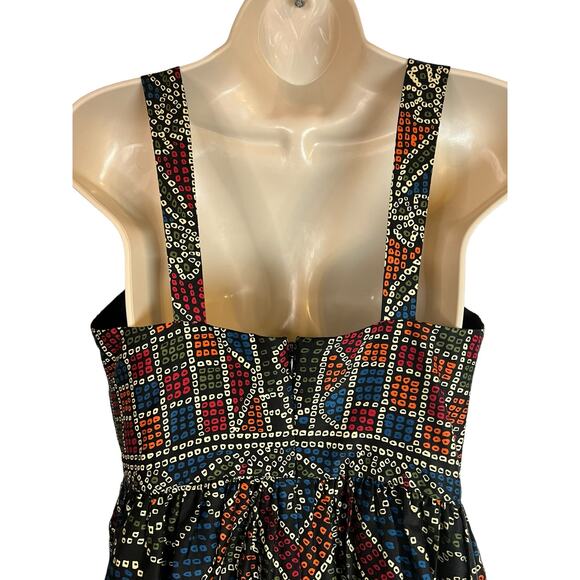 Anna Sui Anthropologie Dress 6 Fit & Flare Beaded Tank knee Length Tea Brunch - Picture 9 of 15